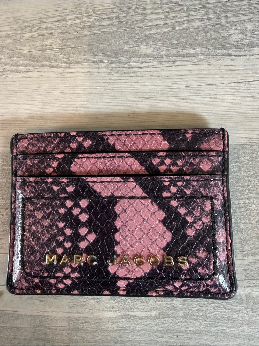 Marc Jacobs Pink and Black Snakeskin Card Holder